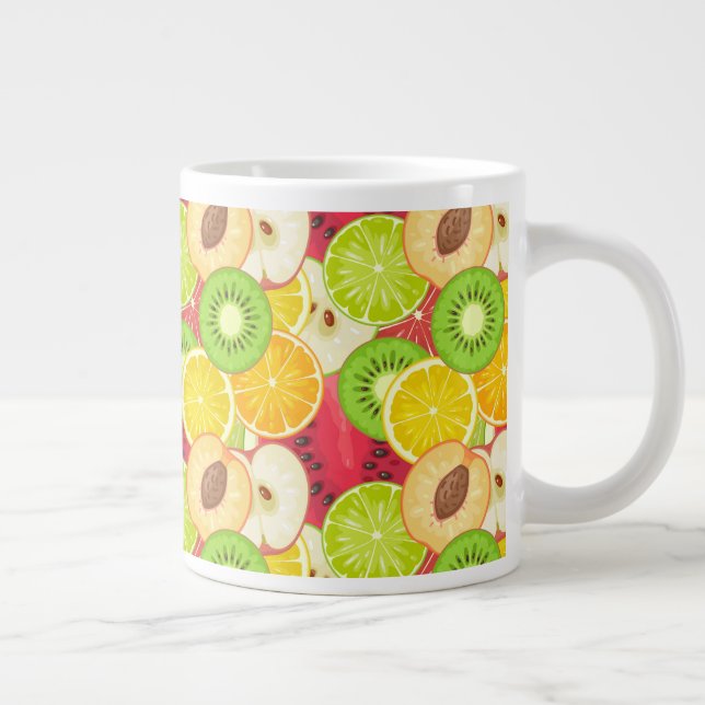 Caneca De Café Grande Padrão Colorido de Fruta (Direita)
