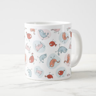 Caneca De Café Grande padrão com aves de desenho