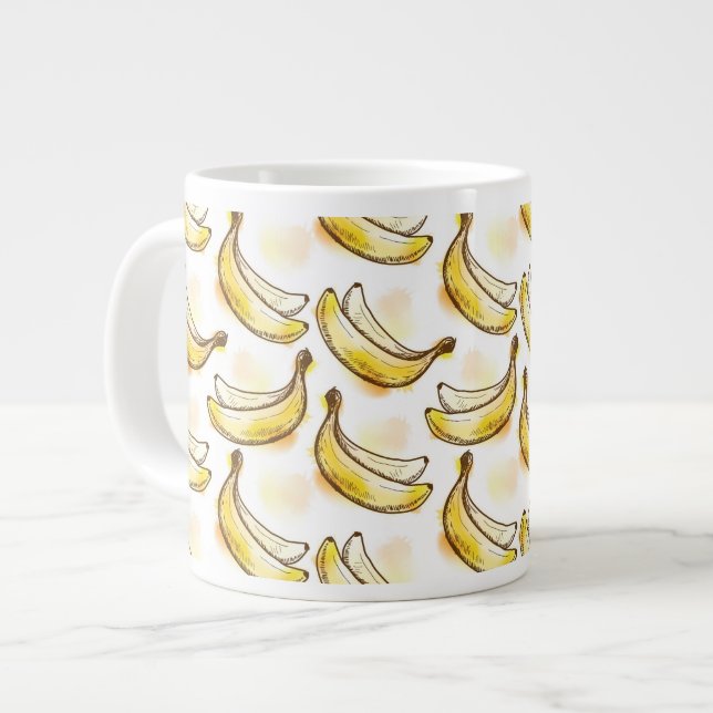 Caneca De Café Grande Padrão com banana (Frente Esquerda)