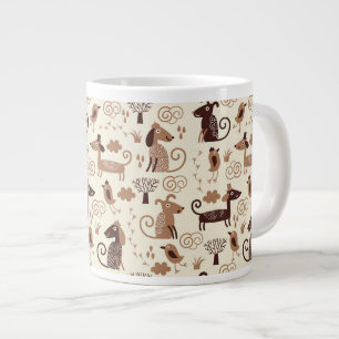 Caneca De Café Grande padrão com cães bonitos