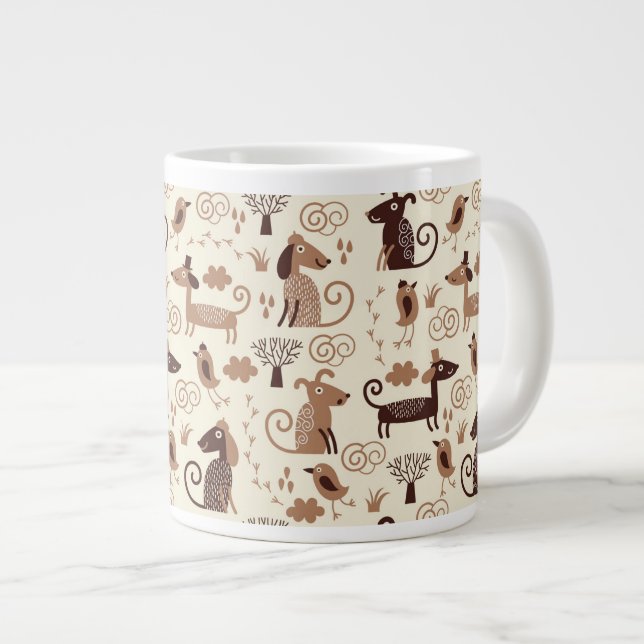 Caneca De Café Grande padrão com cães bonitos (Frente Esquerda)