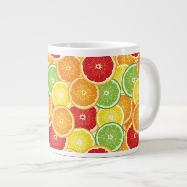 Caneca De Café Grande Padrão com frutas de citros (Frente Esquerda)