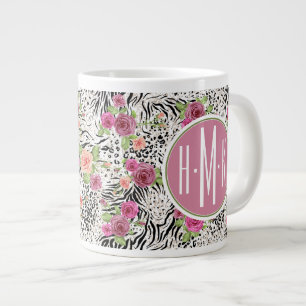 Caneca De Café Grande Padrão Com Impressões Animais Monograma