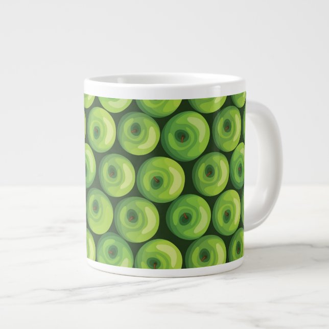 Caneca De Café Grande Padrão com Maçãs Verdes (Frente Esquerda)