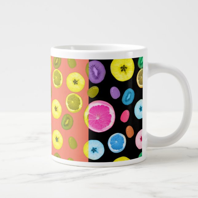 Caneca De Café Grande Padrão contínuo com frutas. (Direita)