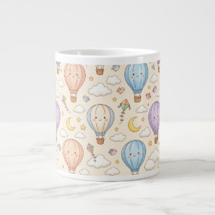 Caneca De Café Grande Padrão contínuo de balão de ar quente Kawaii fofo