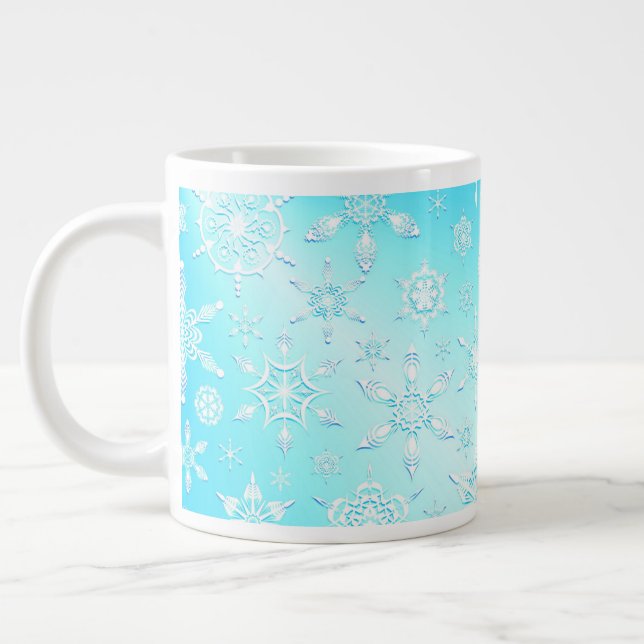 Caneca De Café Grande Padrão Crystal Snowflakes (Esquerda)