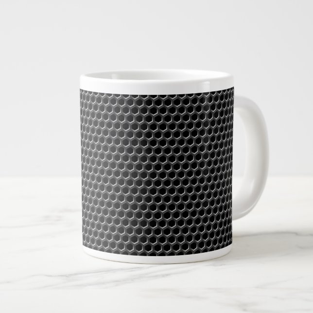 Caneca De Café Grande Padrão da grelha metálica - fundo (Frente Esquerda)