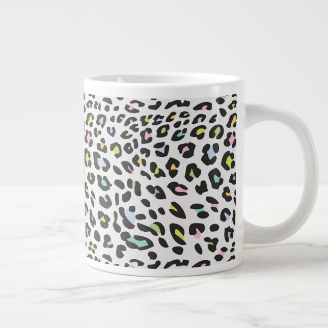 Caneca De Café Grande Padrão da mancha-leopardo do Pastel (Direita)
