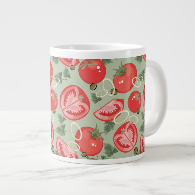 Caneca De Café Grande padrão de Abstrato com tomate (Frente Esquerda)