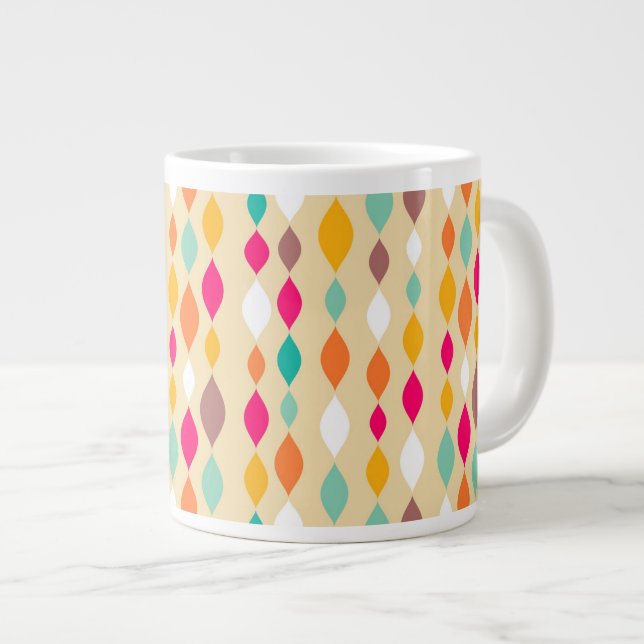 Caneca De Café Grande Padrão de abstrato de estilo retrô (Frente Esquerda)