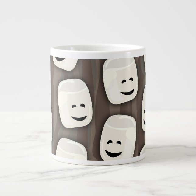 Caneca De Café Grande Padrão de Amigos Felizes de Marshmallow (Frente)