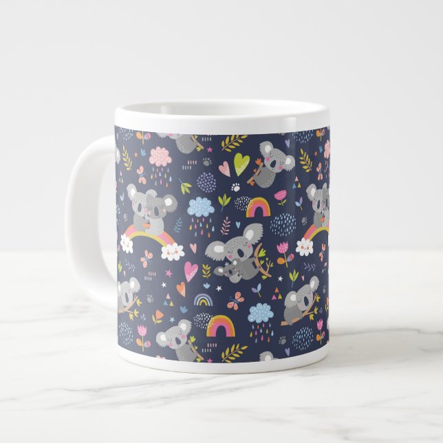 Caneca De Café Grande Padrão de Amor do Koala Rainbow (Frente Esquerda)