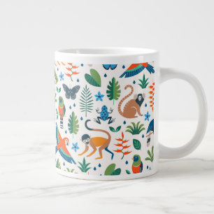 Caneca De Café Grande Padrão de Animais da Floresta Tropical
