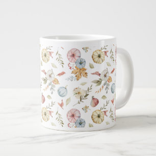 Caneca De Café Grande Padrão de Aquarela de outono elegante
