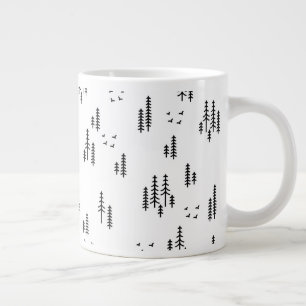 Caneca De Café Grande Padrão de Arte da Linha da Floresta