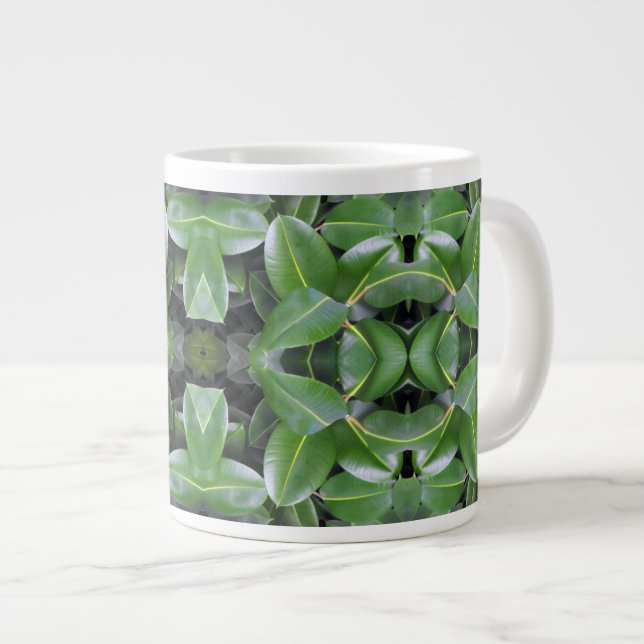 Caneca De Café Grande Padrão de árvore de borracha (Frente Esquerda)