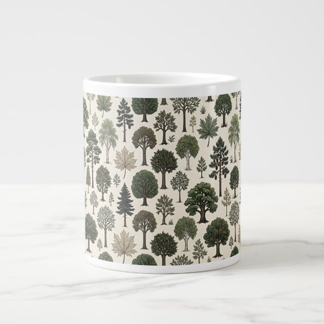 Caneca De Café Grande Padrão de Árvores (Frente)