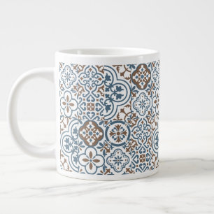Caneca De Café Grande padrão de azulejo marroquino mediterrâneo