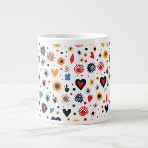 Caneca De Café Grande Padrão de Batik Moderno e Sem Costura