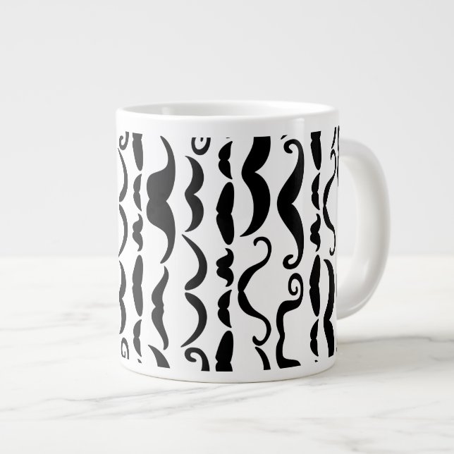 Caneca De Café Grande Padrão de bigode (Frente Esquerda)