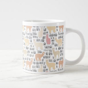 Caneca De Café Grande Padrão De Bloqueio De Alpacas