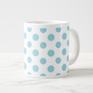 Caneca De Café Grande Padrão de Bolinhas brancas de azul bebê