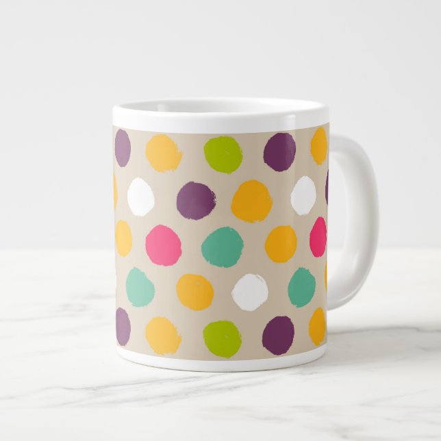 Caneca De Café Grande Padrão de bolinhas desenhado à mão (Frente Esquerda)