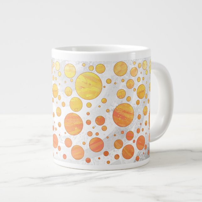 Caneca De Café Grande Padrão de Bolinhas Laranja de Olhos Dragões (Frente Esquerda)