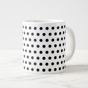 Caneca De Café Grande Padrão de Bolinhas preto e branco. Spotty.