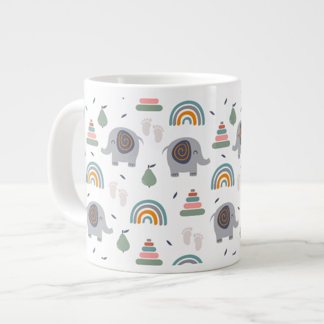 Caneca De Café Grande Padrão de Brinquedo de Bebê Bonito (Frente Esquerda)