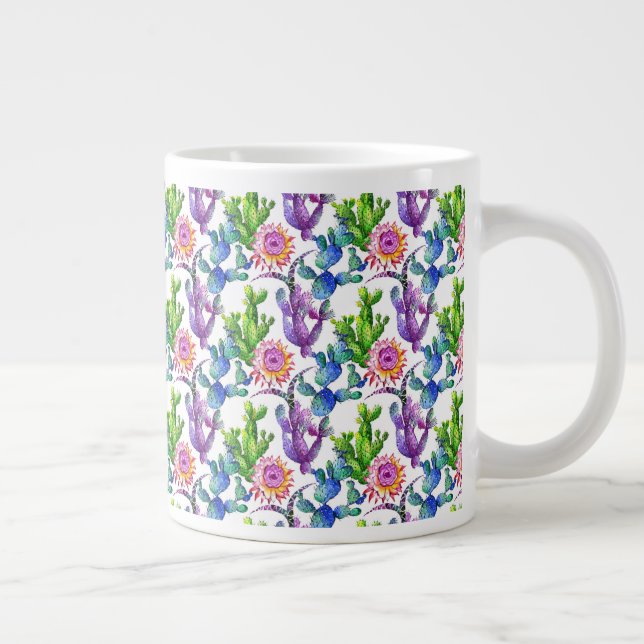 Caneca De Café Grande Padrão de Cactus de flor silvestre (Direita)