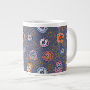 Caneca De Café Grande padrão de campo Abstrato rosa