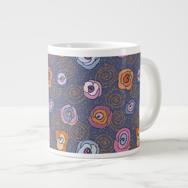 Caneca De Café Grande padrão de campo Abstrato rosa (Frente Esquerda)