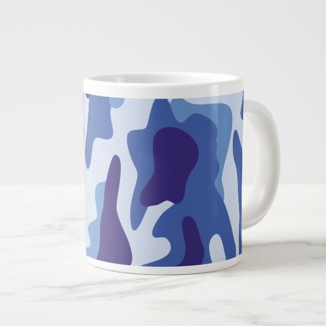 Caneca De Café Grande Padrão de camuflagem azul (Frente Esquerda)