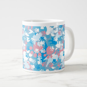 Caneca De Café Grande Padrão de Camuflagem Azul e Rosa de Cão