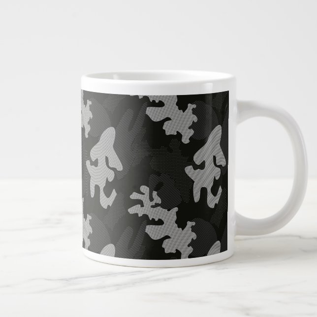 Caneca De Café Grande Padrão de Camuflagem Preta (Direita)