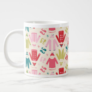 Caneca De Café Grande Padrão de Casaco e Calçados Coloridos Elf