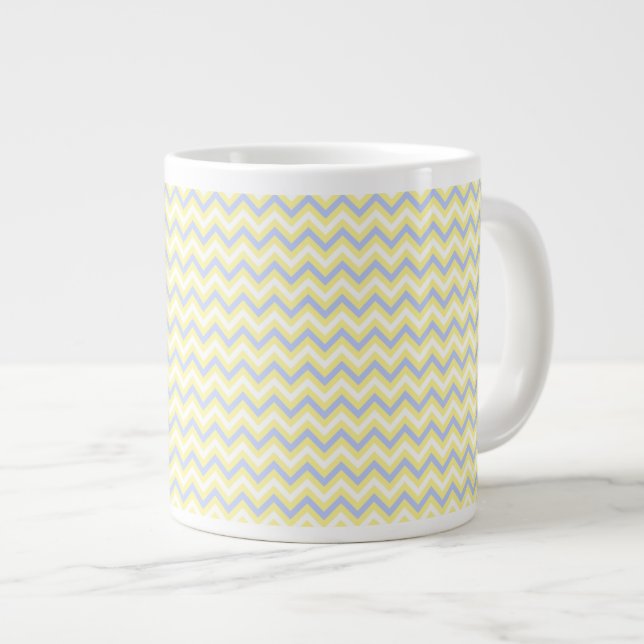 Caneca De Café Grande Padrão de Chevron Pastel (Frente Esquerda)