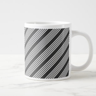 Caneca De Café Grande Padrão de cinco faixas de carvão branco e carvão