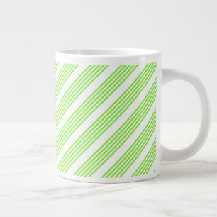 Caneca De Café Grande Padrão de cinco faixas verdes limões e brancas
