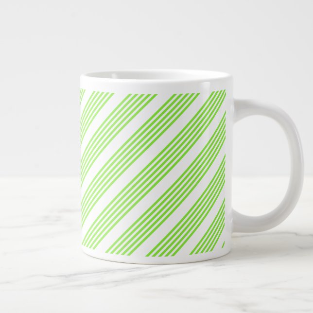 Caneca De Café Grande Padrão de cinco faixas verdes limões e brancas (Direita)