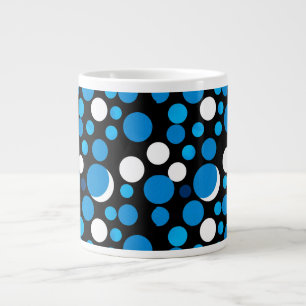 Caneca De Café Grande Padrão de Círculos Azuis e Brancos