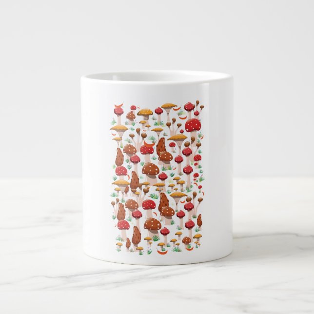 Caneca De Café Grande Padrão de Cogumelos (Frente)