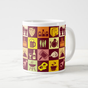 Caneca De Café Grande Padrão de Comida