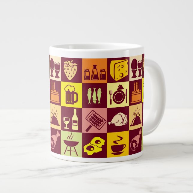 Caneca De Café Grande Padrão de Comida (Frente Esquerda)