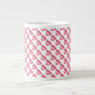 Caneca De Café Grande Padrão de Coração de Amor