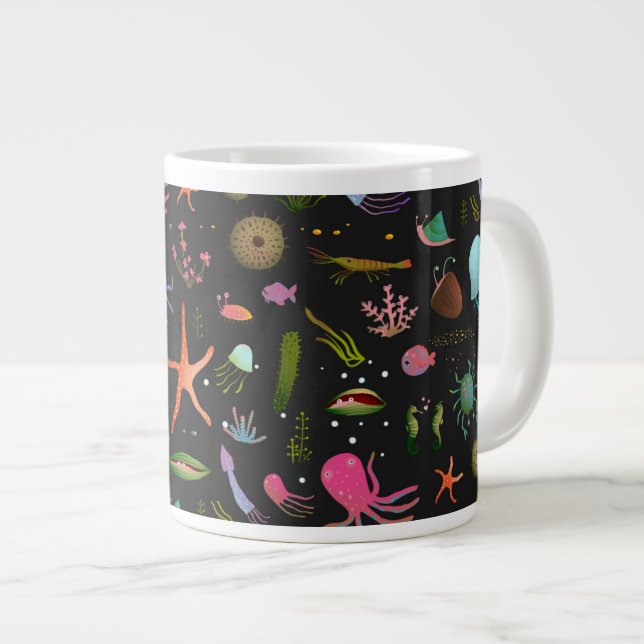 Caneca De Café Grande Padrão de Critérios do Mar (Frente Esquerda)