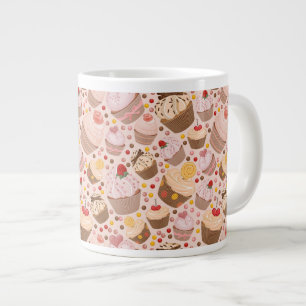Caneca De Café Grande Padrão de cupcakes comemorativos