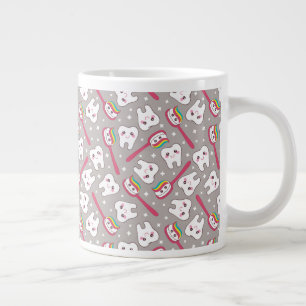 Caneca De Café Grande Padrão de Dentes do Arco-Íris